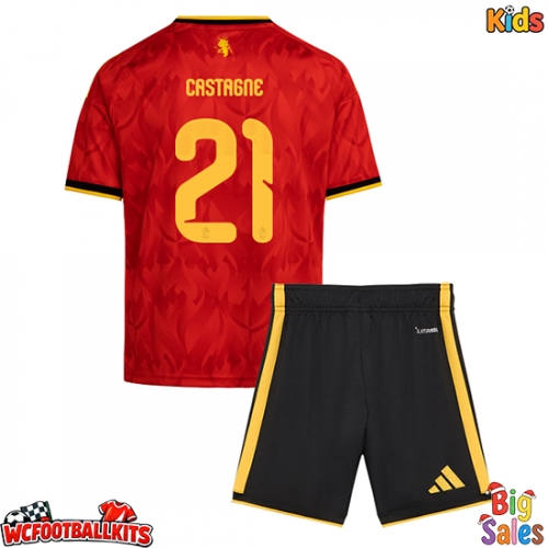 Belgium Timothy Castagne #21 Replica Home Stadium Kit for Kids World Cup 2026 Short Sleeve (+ pants)